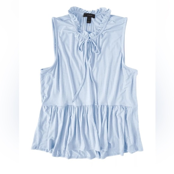 J.Crew Women's XXL - NWT Light Blue Ruffle Keyhole Peplum Tank Flowy - Picture 1 of 6